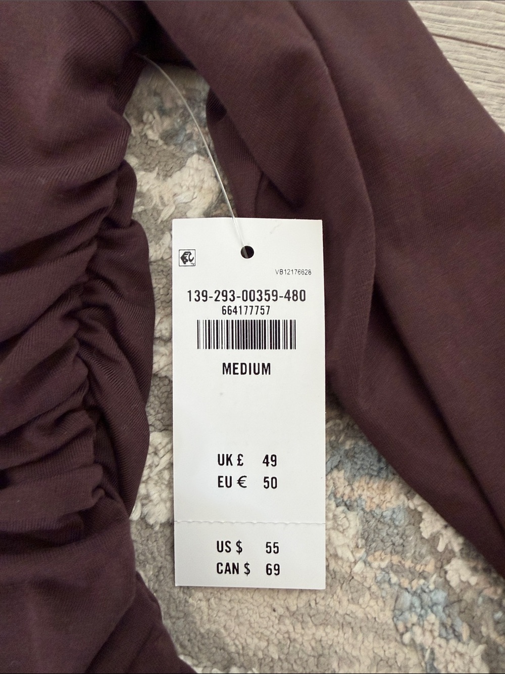 Abercrombie & Fitch Brown Ruched Off-Shoulder Long Sleeve Top with Center Clasp - Picture 5 of 5